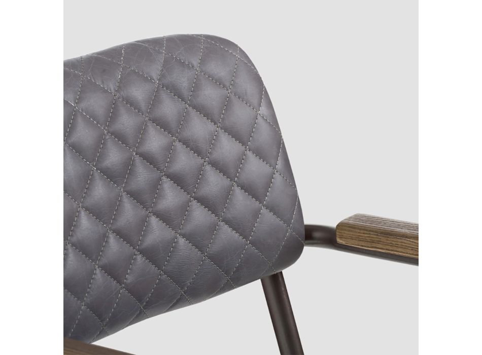 2 židle s volitelnými područkami z pravé kůže a kovové konstrukce – aktovka Viadurini
