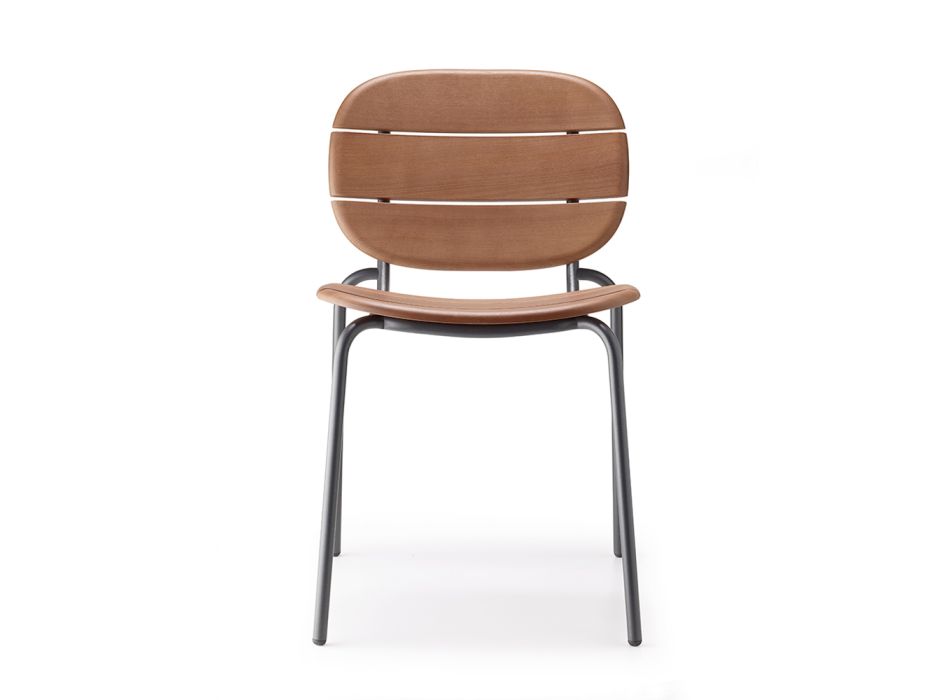 2 zahradní židle z oceli a mahagonu Sapelli Made in Italy - Sisiwood Viadurini