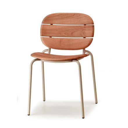 2 zahradní židle z oceli a mahagonu Sapelli Made in Italy - Sisiwood Viadurini