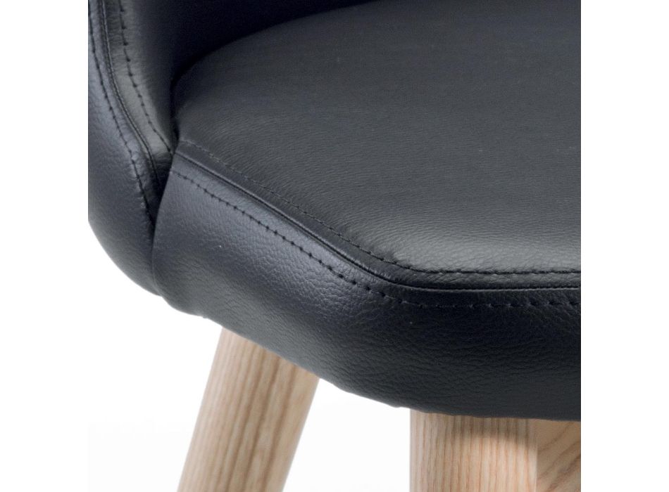 2 židle do obývacího pokoje z ekokůže a přírodního jasanu Made in Italy - Cupcake Viadurini
