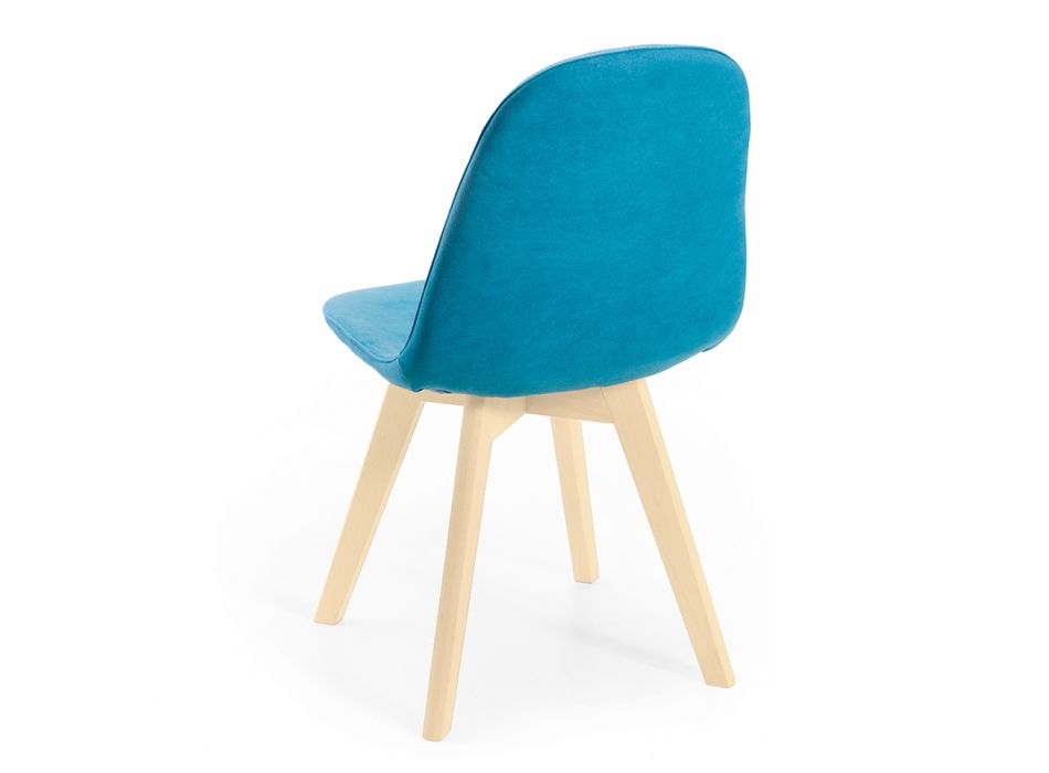 2 židle do obývacího pokoje ze sametové látky a dřeva Made in Italy - Panda Viadurini