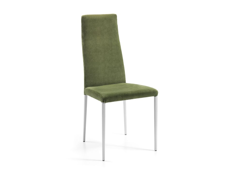 2 židle do obývacího pokoje ze zelené látky a stříbrných nohou Made in Italy - Owlet Viadurini