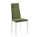 2 židle do obývacího pokoje ze zelené látky a stříbrných nohou Made in Italy - Owlet