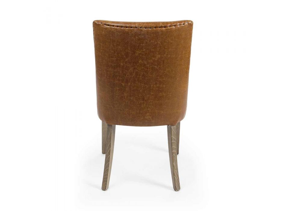 2 designová židle z hnědé koženky a dubového dřeva Homemotion - Gallia