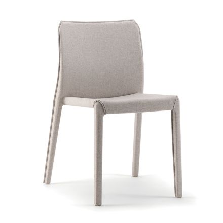 2 stohovatelné židle z polypropylenu, skleněného vlákna a čalouněné šedou vlnou – střih Viadurini