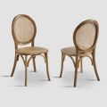 2 dřevěné židle s tkaným konzervovaným sedákem a opěradlem – karton