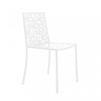 2 židle z bílého kovu vyřezávané laserem v moderním designu - Patatix