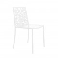 2 židle z bílého kovu vyřezávané laserem v moderním designu - Patatix