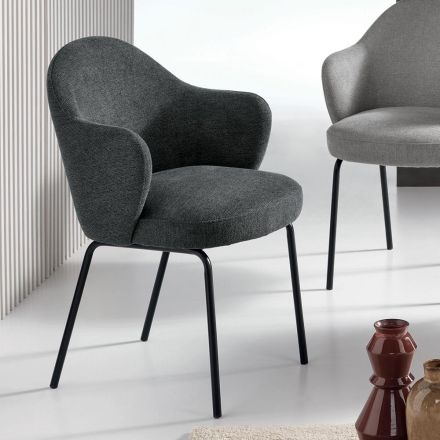 2 látkové židle s pružinovým sedákem a kovovým rámem - Alighieri Viadurini