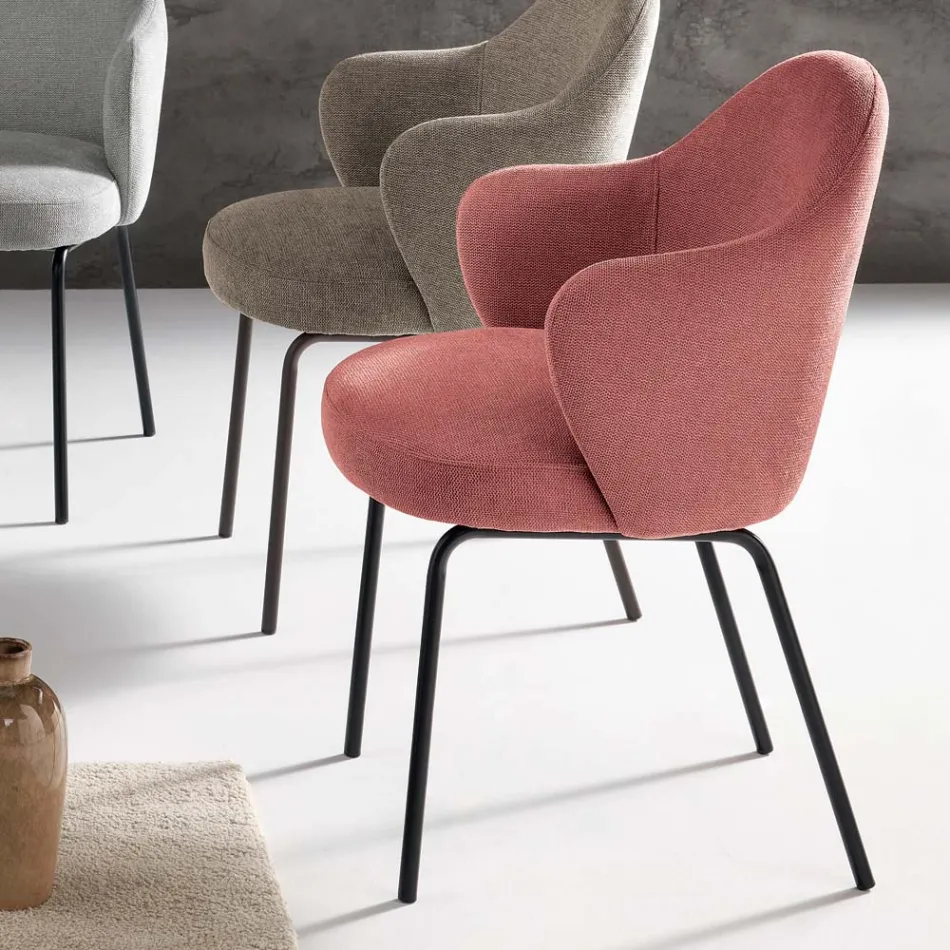 2 látkové židle s pružinovým sedákem a kovovým rámem - Alighieri Viadurini