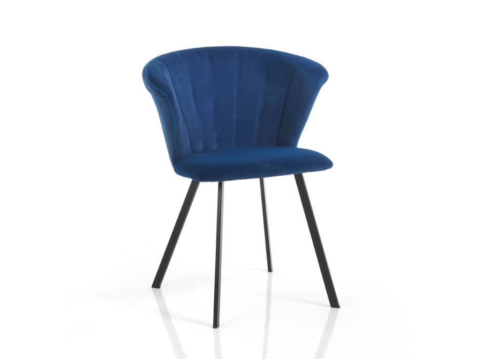 2 židle z mikrovlákna s modrým sametovým efektem – Everest Viadurini