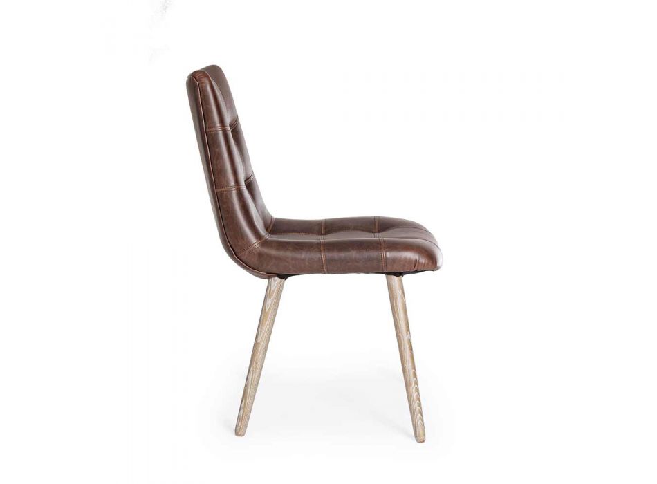 2 moderní židle v průmyslovém stylu potažené koženkou Homemotion - Riella Viadurini