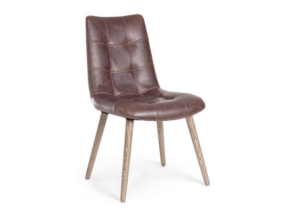 2 moderní židle v průmyslovém stylu potažené koženkou Homemotion - Riella Viadurini