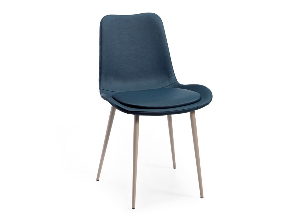 2 monokokové židle ze dřeva a modré látky vyrobené v Itálii – malé Viadurini