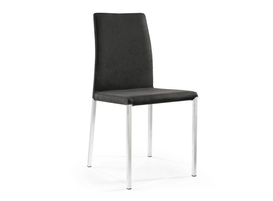 2 židle vyrobené z černé látky a stříbrné ocelové nohy Made in Italy - Cadente Viadurini