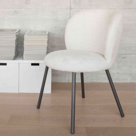 2 židle z grafitového kovu se sedákem z látky Bliss - Lunea Viadurini