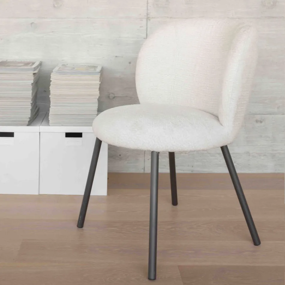 2 židle z grafitového kovu se sedákem z látky Bliss - Lunea Viadurini