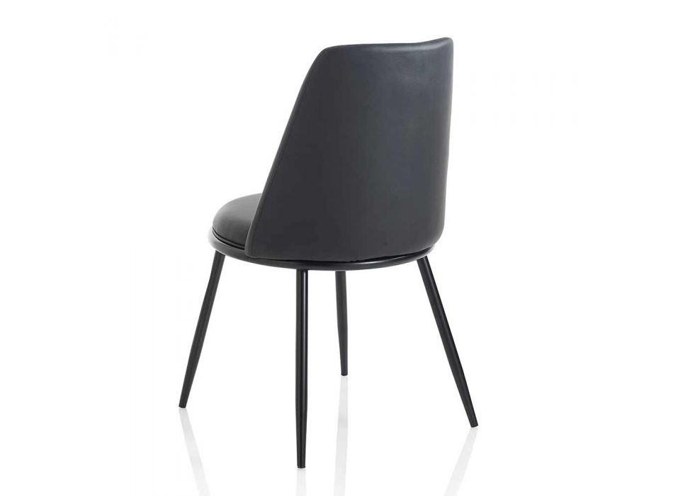 2 moderní jídelní židle z koženky a matného černého kovu - Frizzi Viadurini