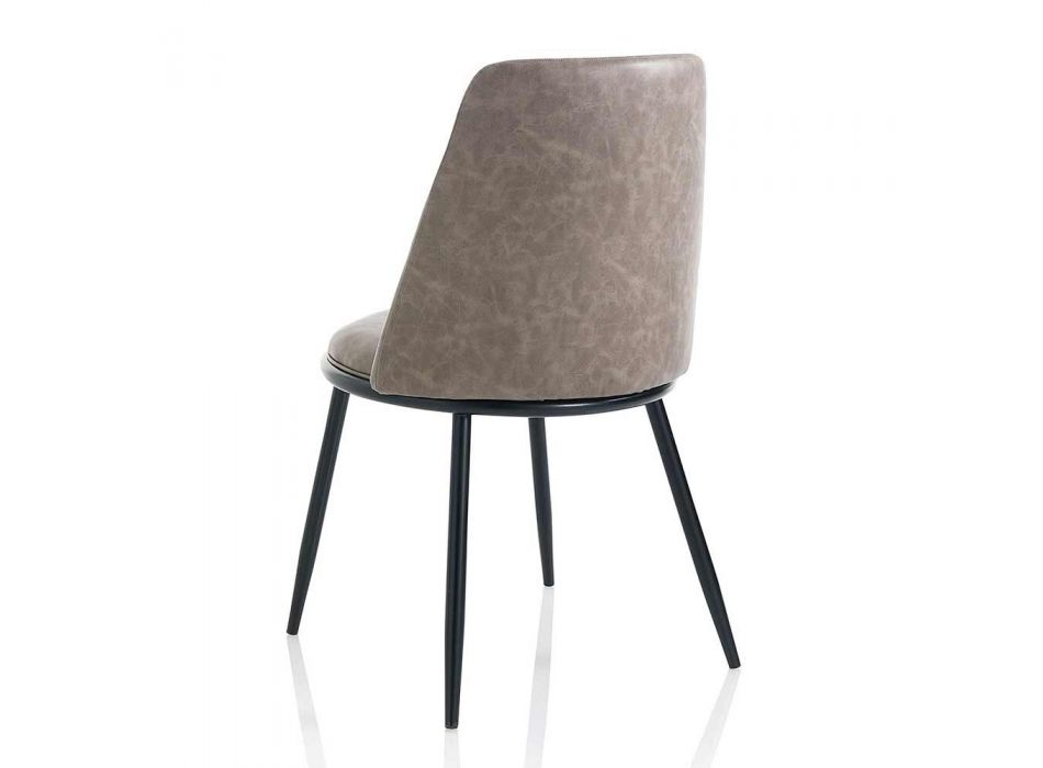 2 moderní jídelní židle z koženky a matného černého kovu - Frizzi Viadurini
