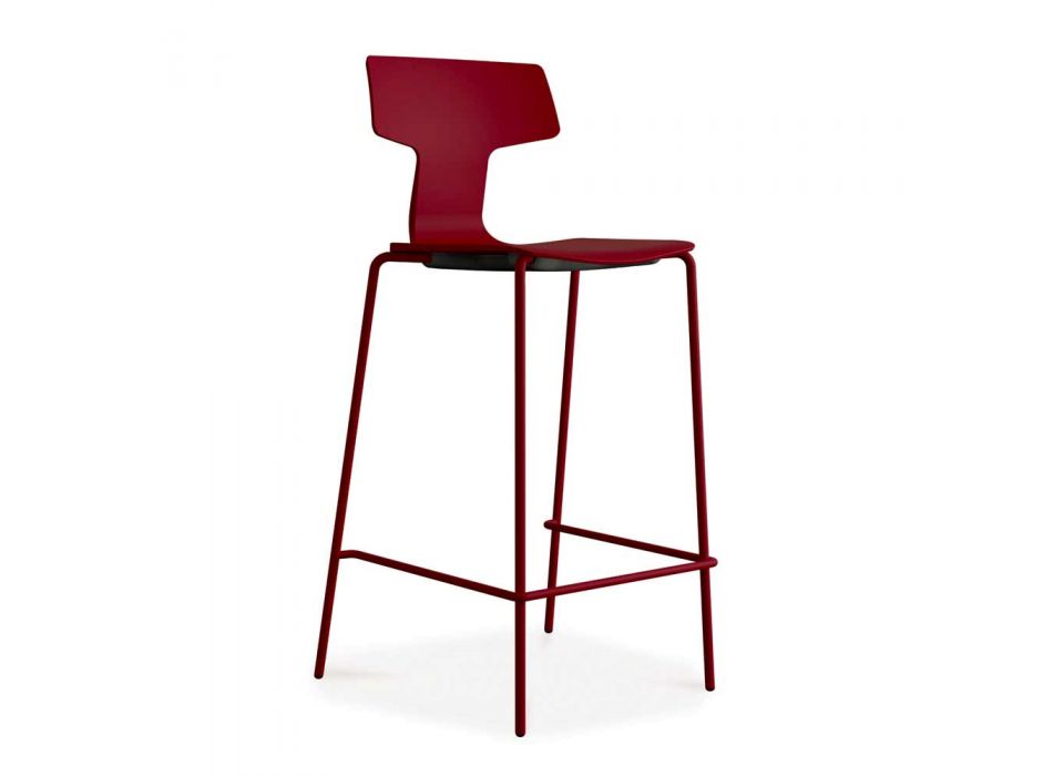 2 stohovatelné barové stoličky z kovu a polypropylenu vyrobené v Itálii - Arlette Viadurini