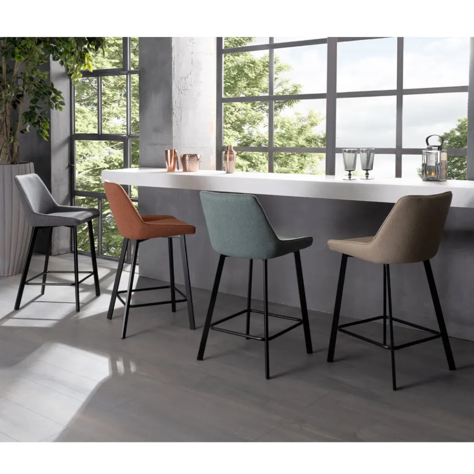 2 stoličky do obývacího pokoje vyrobené s látkovým sedákem a kovovými nohami - Negroni Viadurini
