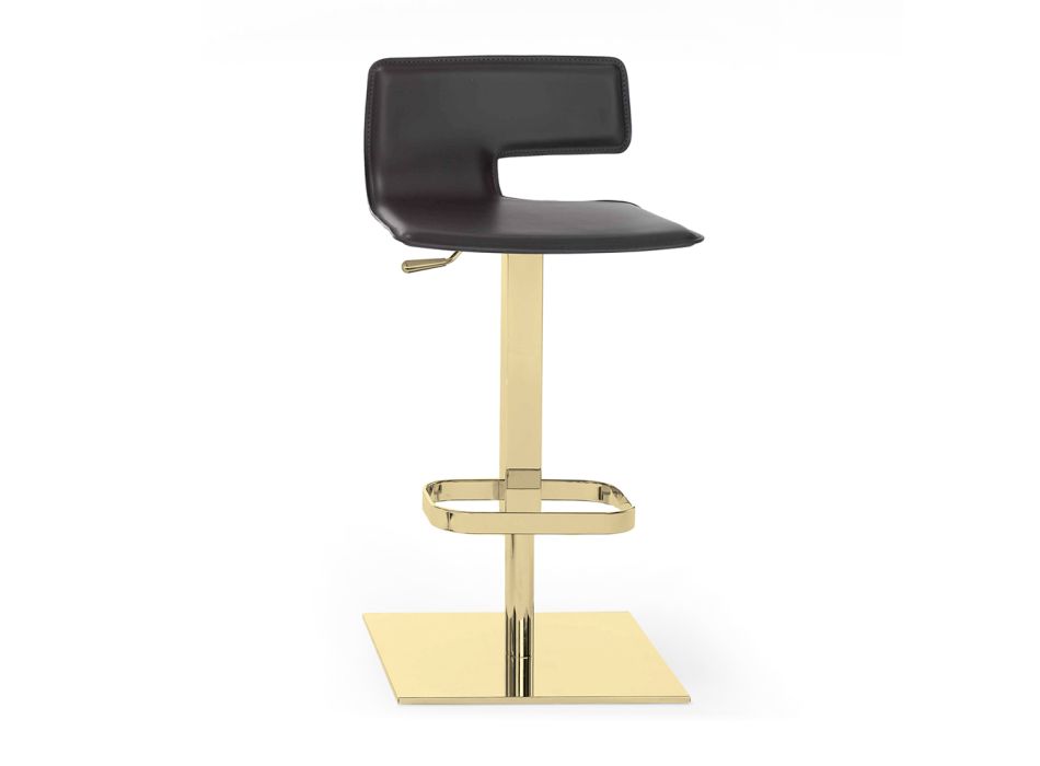 2 stoličky v černé kůži a zlaté ocelové konstrukci Made in Italy - Bolle Viadurini