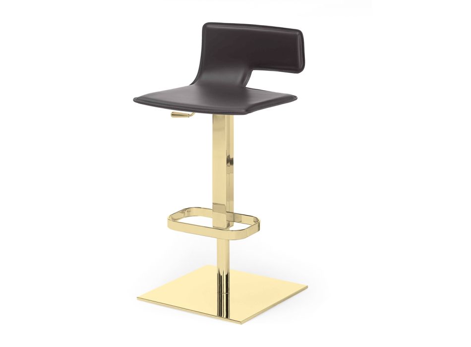 2 stoličky v černé kůži a zlaté ocelové konstrukci Made in Italy - Bolle Viadurini