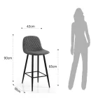 2 taburety z tkaniny s šedým sametovým efektem - Biscia Viadurini