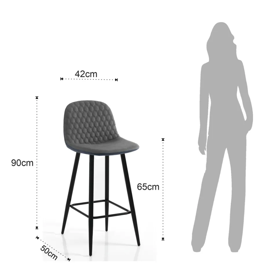 2 taburety z tkaniny s šedým sametovým efektem - Biscia Viadurini