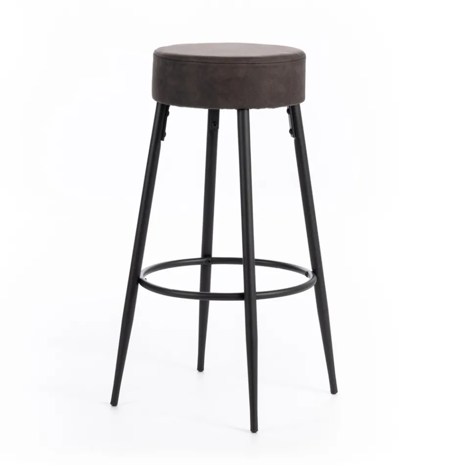 2 taburetky vyrobené ze sedáku z mikrovlákna a kovové konstrukce - Ronik Viadurini