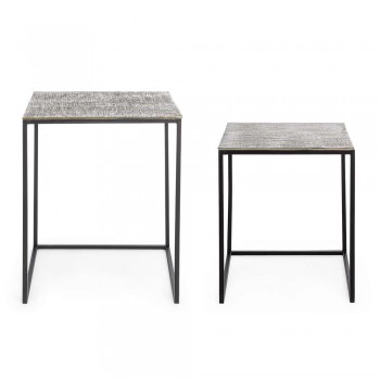 2 konferenční stolky z hliníku a lakované oceli Homemotion - Sereno