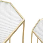 2 telefonní stolky ze zlatého železa a skleněné desky - Pope Viadurini