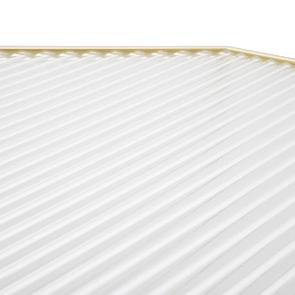 2 telefonní stolky ze zlatého železa a skleněné desky - Pope Viadurini