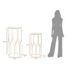 2 telefonní stolky ze zlatého železa a skleněné desky - Pope Viadurini