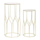 2 telefonní stolky ze zlatého železa a skleněné desky - Pope Viadurini