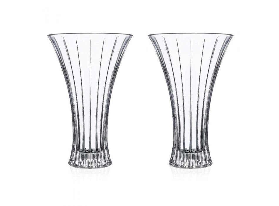 2 designové dekorační vázy v transparentním luxusním dekoru Eco Crystal - Senzatempo Viadurini