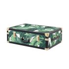 3 designové kufry z MDF a látky s detaily z černé kůže - Amazonia Viadurini