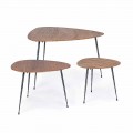 3 moderní konferenční stolky s povrchovou úpravou Homemotion Mango Wood - Kalidi