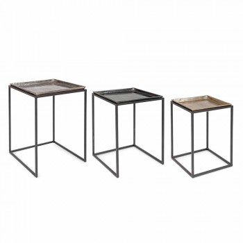 3 čtvercové konferenční stolky z hliníku a oceli Homemotion - Quinzio