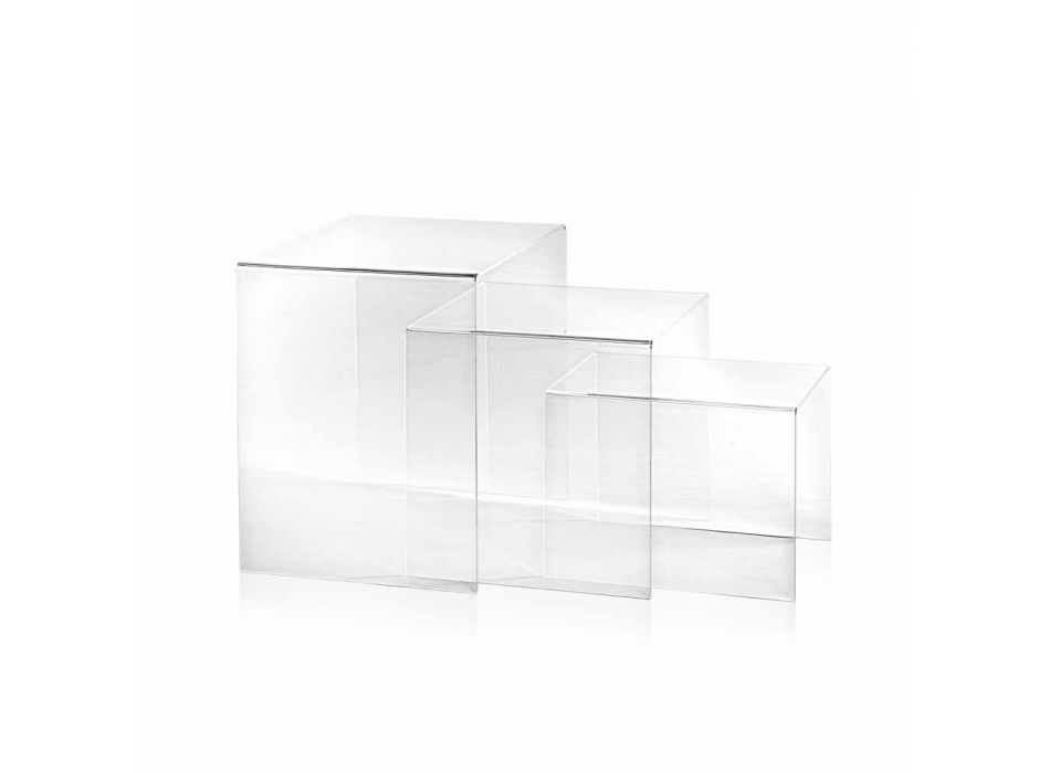3 transparentní stohovatelný stolům Amalia design, vyrobeno v Itálii