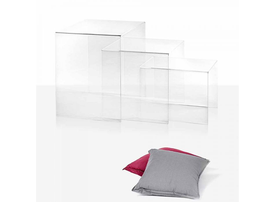 3 transparentní stohovatelný stolům Amalia design, vyrobeno v Itálii Viadurini