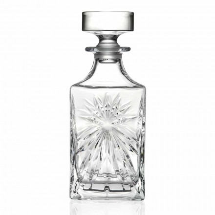 4 lahve na whisky se čtvercovým designem Eco Crystal Cap - Daniele Viadurini