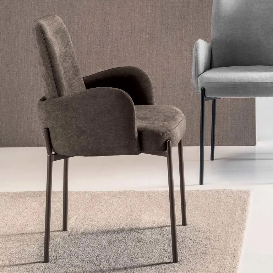 4 křesla z barevné látky a lakovaného kovového rámu - Lamberta Viadurini