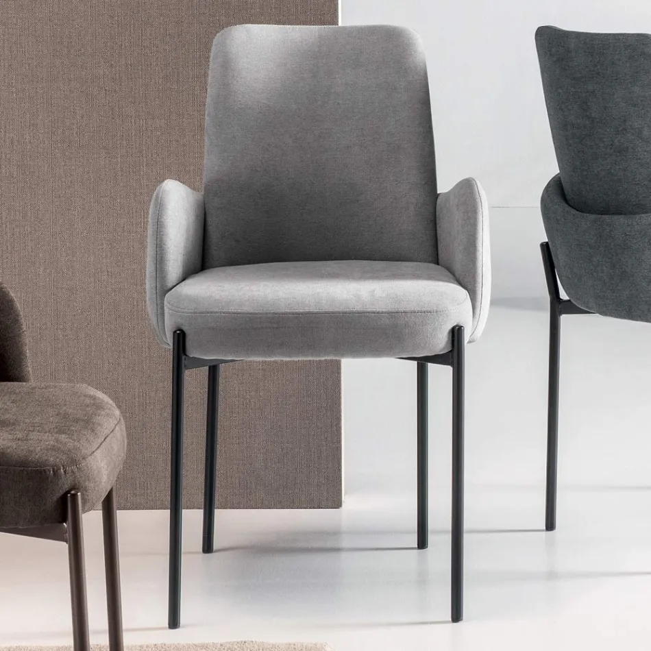 4 křesla z barevné látky a lakovaného kovového rámu - Lamberta Viadurini