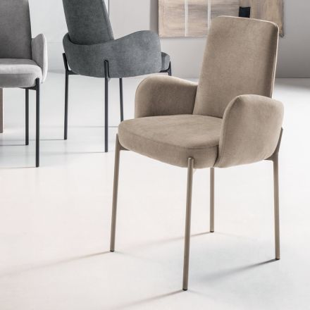 4 křesla z barevné látky a lakovaného kovového rámu - Lamberta Viadurini