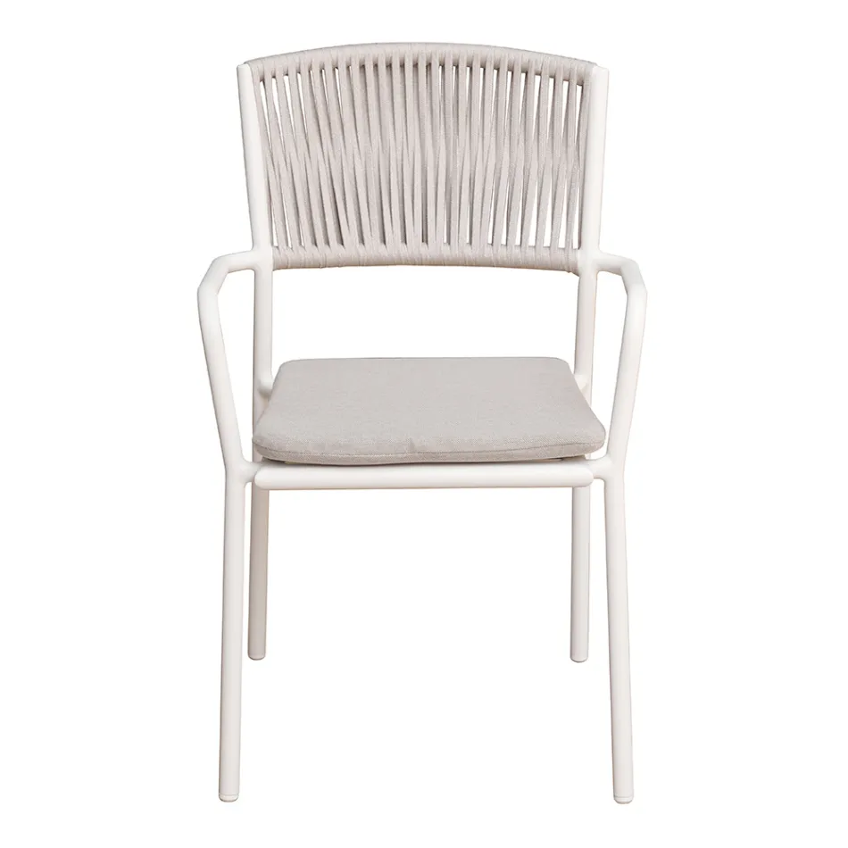 4 stohovatelné zahradní židle z hliníku a lana - Lunaris Viadurini