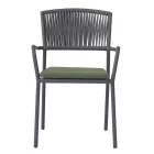 4 stohovatelné zahradní židle z hliníku a lana - Lunaris Viadurini