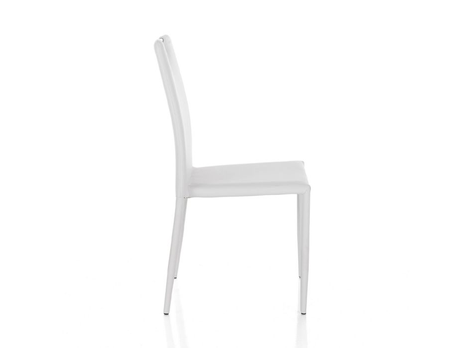 4 židle kompletně čalouněné bílou syntetickou kůží - Tulio Viadurini
