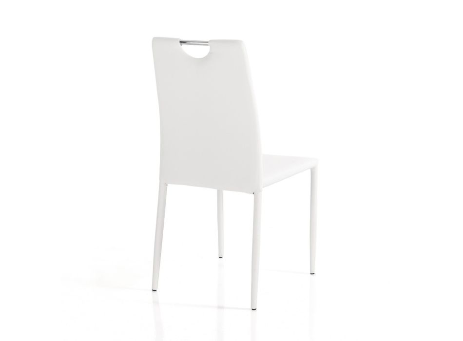4 židle kompletně čalouněné bílou syntetickou kůží - Tulio Viadurini