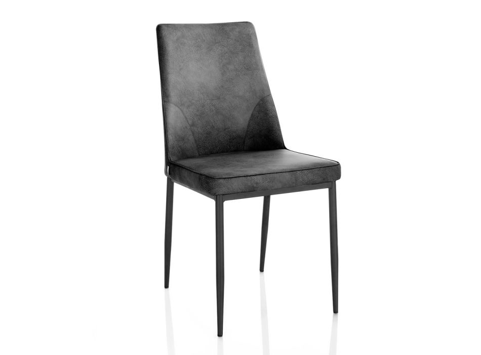 4 židle se sedákem z umělé kůže a kovovými nohami - Tariq Viadurini